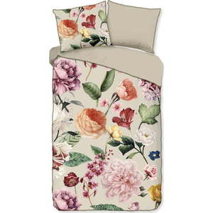 Béžové povlečení na jednolůžko/prodloužené z bavlněného saténu 140x220 cm Fiori – Descanso obraz