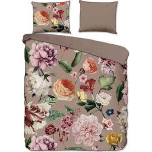 Šedé/hnědé povlečení na dvoulůžko/prodloužené z bavlněného saténu 240x220 cm Fiori – Descanso obraz
