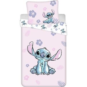 Světle růžové bavlněné dětské povlečení na jednolůžko 140x200 cm Lilo & Stitch "Pink" – Jerry Fabrics obraz