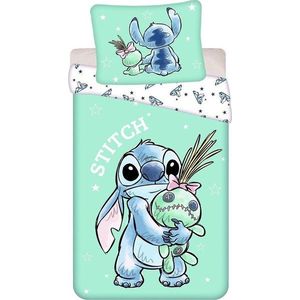 Bavlněné dětské povlečení na jednolůžko v mentolové barvě 140x200 cm Lilo & Stitch "Buddies" – Jerry Fabrics obraz