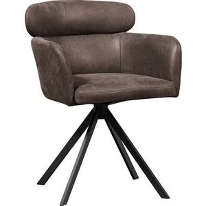 Tmavě hnědé čalouněné jídelní křeslo s područkami Fenne – WOOOD obraz