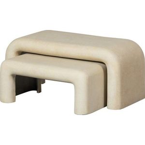 Krémové konferenční stolky v sadě 2 ks v dekoru kamene 42x92 cm Stani – WOOOD obraz