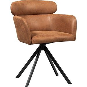 Koňakově hnědé čalouněné jídelní křeslo s područkami Fenne – WOOOD obraz