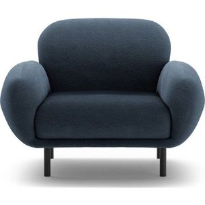 Tmavě modré křeslo z textilie bouclé Poppy – Micadoni obraz