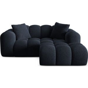 Tmavě modrá žinylková rohová pohovka (pravý roh/s lenoškou) Treno – Cosmopolitan Design obraz