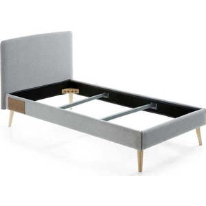 Šedá polstrovaná postel Kave Home Lydia, 90 x 190 cm obraz