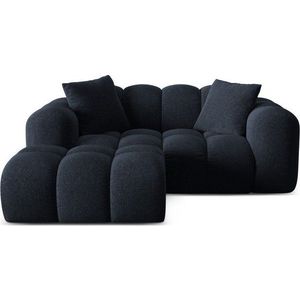 Tmavě modrá žinylková rohová pohovka (levý roh/s lenoškou) Treno – Cosmopolitan Design obraz