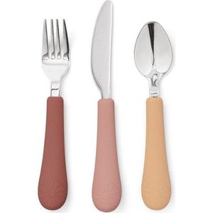 Červený/v lososové barvě dětský příbor 3 ks ze silikonu Rose Mix – Cam Cam Copenhagen obraz