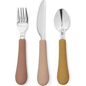 Okrově žlutý/v terakotové barvě dětský příbor 3 ks ze silikonu Tuscany Mix – Cam Cam Copenhagen obraz