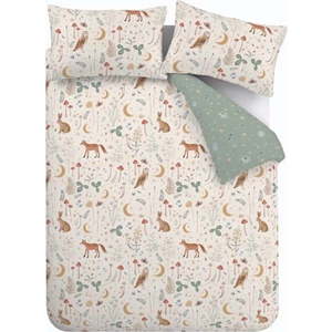 Béžovo-zelené povlečení na dvoulůžko 200x200 cm Enchanted Twilight Animals – Catherine Lansfield obraz