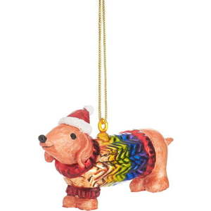 Skleněná ručně vyrobená vánoční ozdoba 9 cm Sausage Dog – Sass & Belle obraz