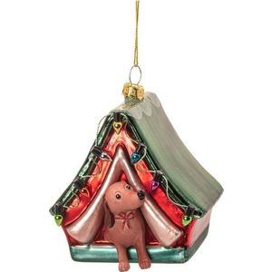 Skleněná ručně vyrobená vánoční ozdoba 9 cm Dog in a Tent – Sass & Belle obraz