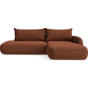 Rozkládací rohová pohovka v terakotové barvě (pravý roh/s lenoškou) Hale – Makamii obraz