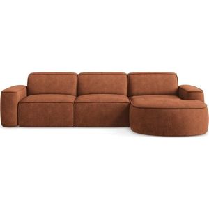 Žinylková rohová pohovka v terakotové barvě (pravý roh/s lenoškou) Omao – Makamii obraz