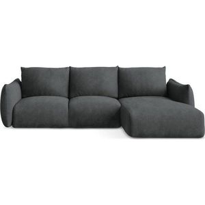 Tmavě šedá žinylková rozkládací rohová pohovka (pravý roh/s lenoškou) Leila – Makamii obraz