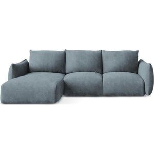 Modrá žinylková rozkládací rohová pohovka (levý roh/s lenoškou) Leila – Makamii obraz