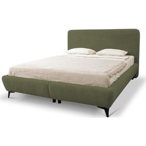 Zelená čalouněná dvoulůžková postel s úložným prostorem s roštem 160x200 cm Makapu – Makamii obraz
