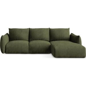 Zelená žinylková rozkládací rohová pohovka (pravý roh/s lenoškou) Leila – Makamii obraz