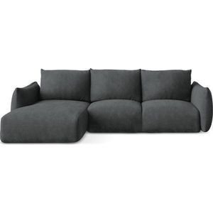 Tmavě šedá žinylková rozkládací rohová pohovka (levý roh/s lenoškou) Leila – Makamii obraz