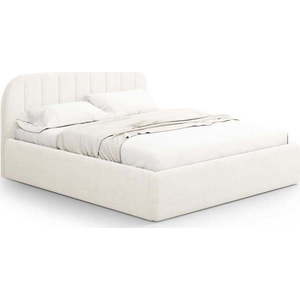 Slonovinová čalouněná dvoulůžková postel s úložným prostorem s roštem 160x200 cm Juno – Windsor & Co Sofas obraz