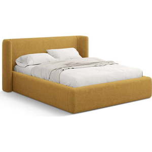 Čalouněná dvoulůžková postel s úložným prostorem s roštem 180x200 cm v hořčicové barvě Jason – Windsor & Co Sofas obraz
