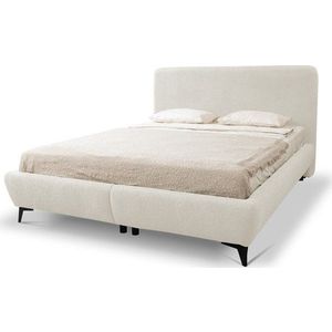 Béžová čalouněná dvoulůžková postel s úložným prostorem s roštem 160x200 cm Makapu – Makamii obraz