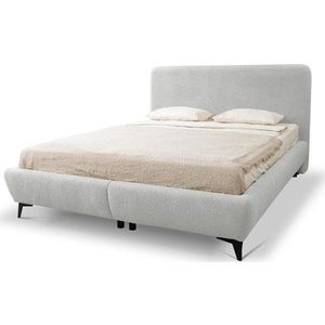 Světle šedá čalouněná dvoulůžková postel s úložným prostorem s roštem 160x200 cm Makapu – Makamii obraz