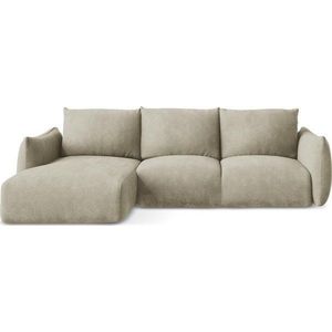 Béžová žinylková rozkládací rohová pohovka (levý roh/s lenoškou) Leila – Makamii obraz