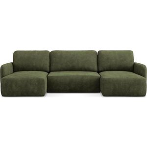 Zelená žinylková rozkládací/s úložným prostorem rohová pohovka (do "U") Lilo – Makamii obraz