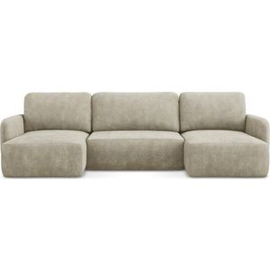 Béžová žinylková rozkládací/s úložným prostorem rohová pohovka (do "U") Lilo – Makamii obraz