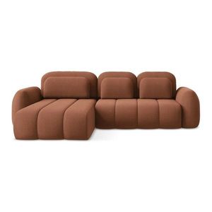 Rozkládací/s úložným prostorem rohová pohovka z textilie bouclé v terakotové barvě (levý roh/s lenoškou) Pele – Makamii obraz