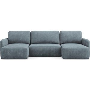 Šedomodrá žinylková rozkládací/s úložným prostorem rohová pohovka (do "U") Lilo – Makamii obraz