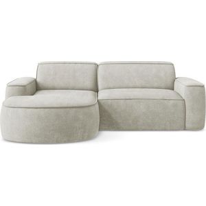 Krémová žinylková rohová pohovka (levý roh/s lenoškou) Omao – Makamii obraz