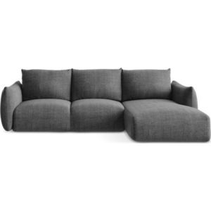 Tmavě šedá rozkládací rohová pohovka (pravý roh/s lenoškou) Leila – Makamii obraz