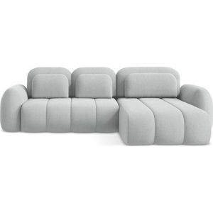 Světle šedá rozkládací/s úložným prostorem rohová pohovka z textilie bouclé (pravý roh/s lenoškou) Pele – Makamii obraz