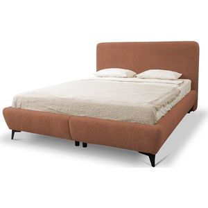 Čalouněná dvoulůžková postel s úložným prostorem s roštem 140x200 cm v terakotové barvě Makapu – Makamii obraz
