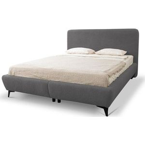 Tmavě šedá čalouněná dvoulůžková postel s úložným prostorem s roštem 160x200 cm Makapu – Makamii obraz