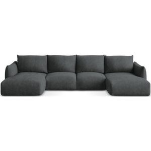 Tmavě šedá žinylková rozkládací rohová pohovka (do "U") Leila – Makamii obraz