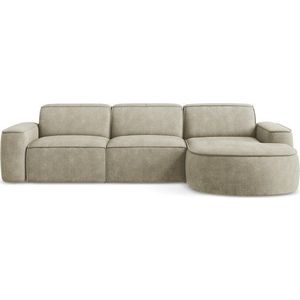 Béžová žinylková rohová pohovka (pravý roh/s lenoškou) Omao – Makamii obraz