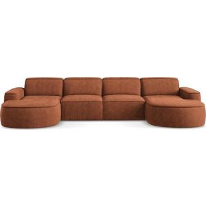 Žinylková rohová pohovka v terakotové barvě (do "U") Omao – Makamii obraz