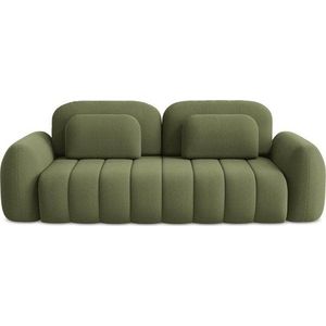 Zelená rozkládací/s úložným prostorem pohovka z textilie bouclé 266 cm Pele – Makamii obraz