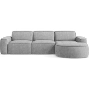 Světle šedá žinylková rohová pohovka (pravý roh/s lenoškou) Omao – Makamii obraz