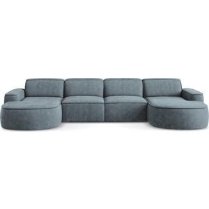 Šedomodrá žinylková rohová pohovka (do "U") Omao – Makamii obraz