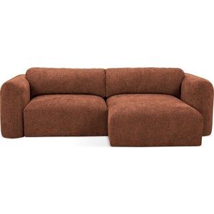 Žinylková rozkládací/s úložným prostorem rohová pohovka v terakotové barvě (pravý roh/s lenoškou) Mele – Makamii obraz