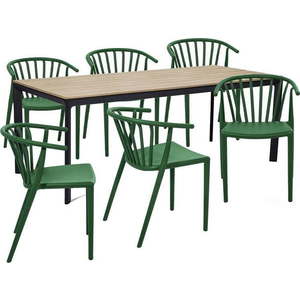 Zahradní jídelní set pro 6 osob s zelenou židlí Capri a stolem Thor, 210 x 90 cm obraz