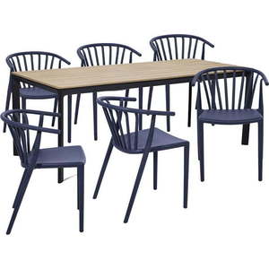 Zahradní jídelní set pro 6 osob s modrou židlí Capri a stolem Thor, 210 x 90 cm obraz