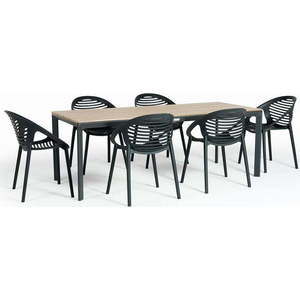 Zahradní jídelní set pro 6 osob s černou židlí Joanna a stolem Thor, 210 x 90 cm obraz