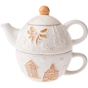 Bílá keramická čajová souprava s vánočním motivem Christmas cottage – Dakls obraz