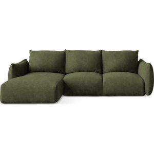 Zelená žinylková rozkládací rohová pohovka (levý roh/s lenoškou) Leila – Makamii obraz