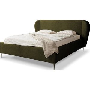 Tmavě zelená čalouněná dvoulůžková postel s roštem 180x200 cm Makana – Makamii obraz